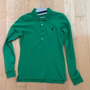 KELLY Green Ralph Lauren long sleeved polo shirt in EUC size S